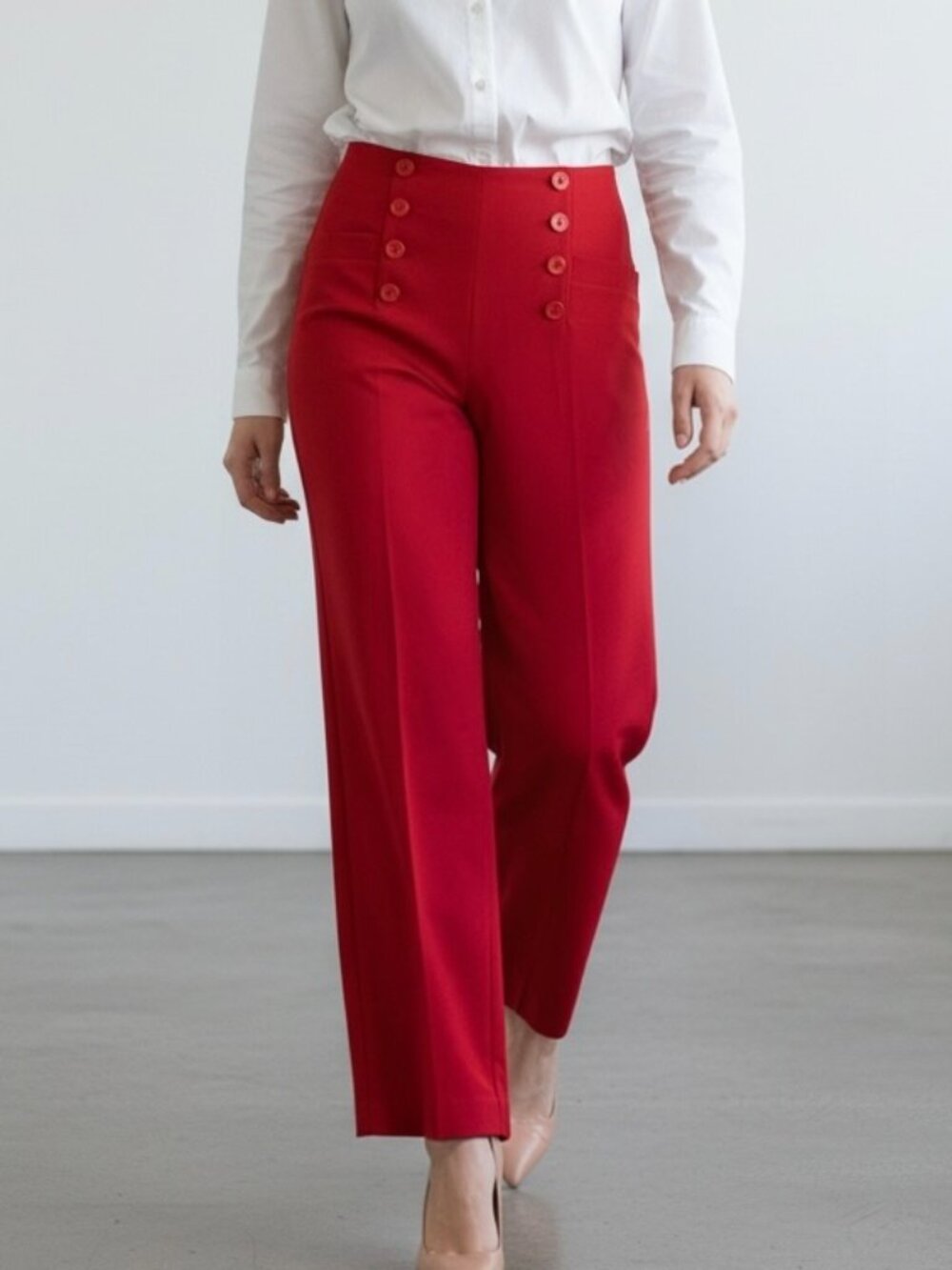 NEW 77 Park‎ Pants Women’s Size 16 Red Sailor Pull On Trousers Wide Leg NWT